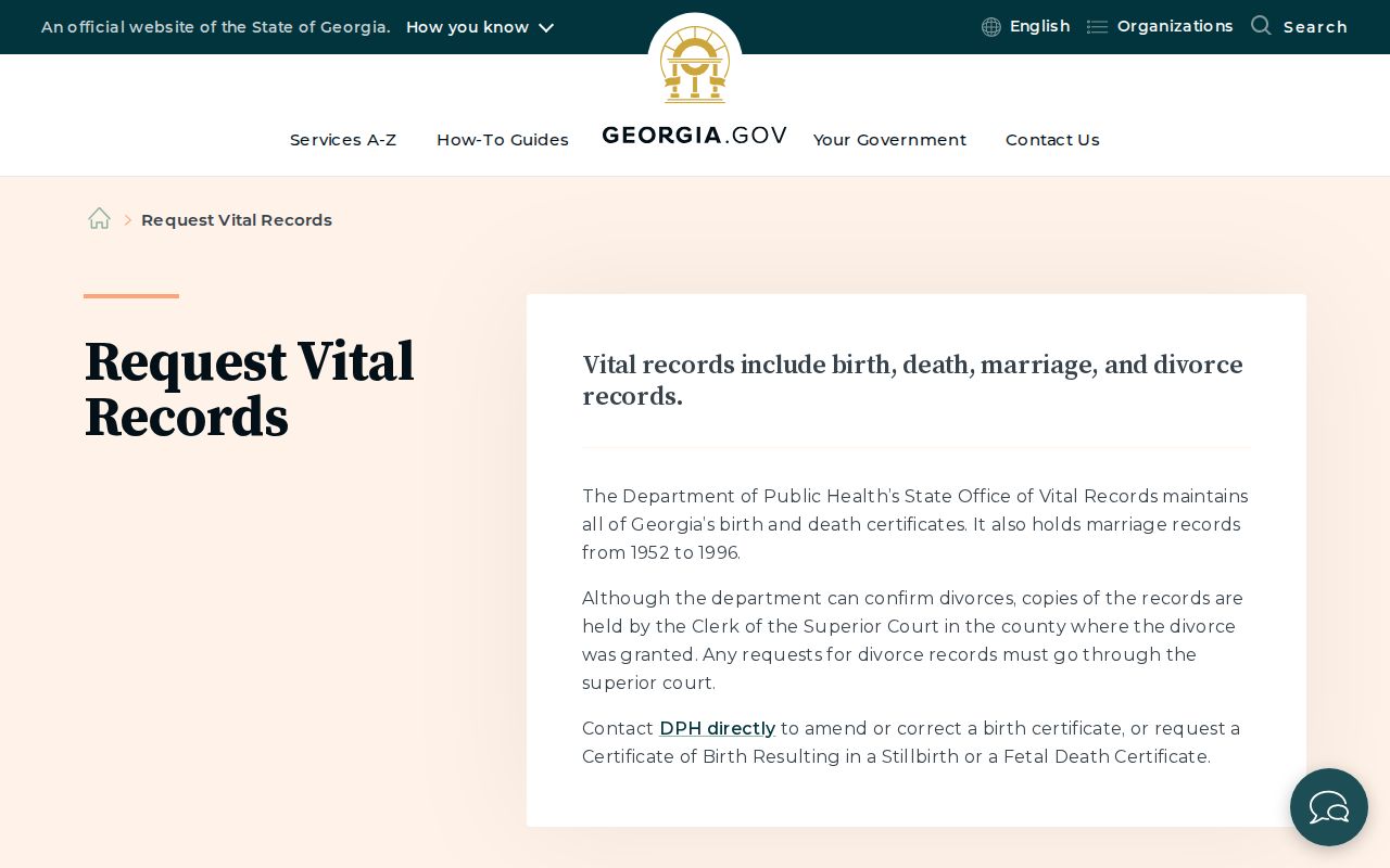 Official Georgia vital records source for Smyrna residents