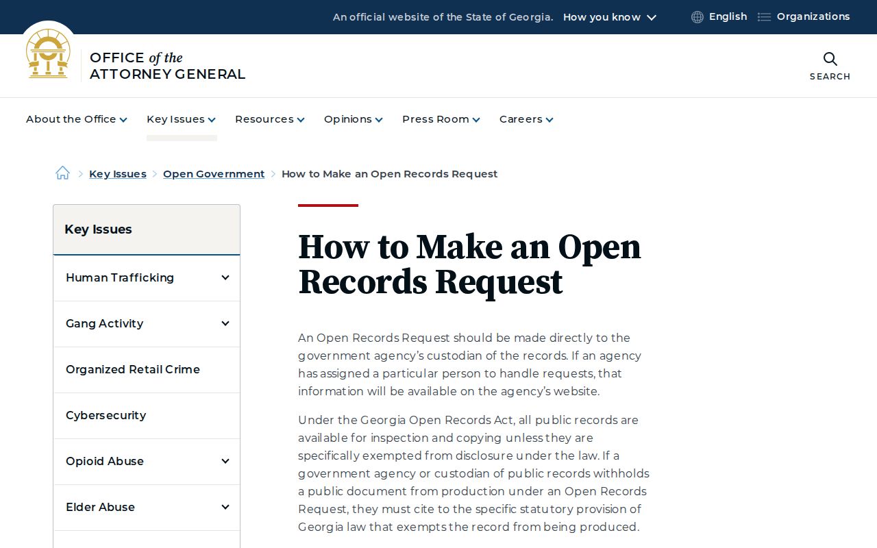 Georgia Open Records Act request guide for Smyrna records