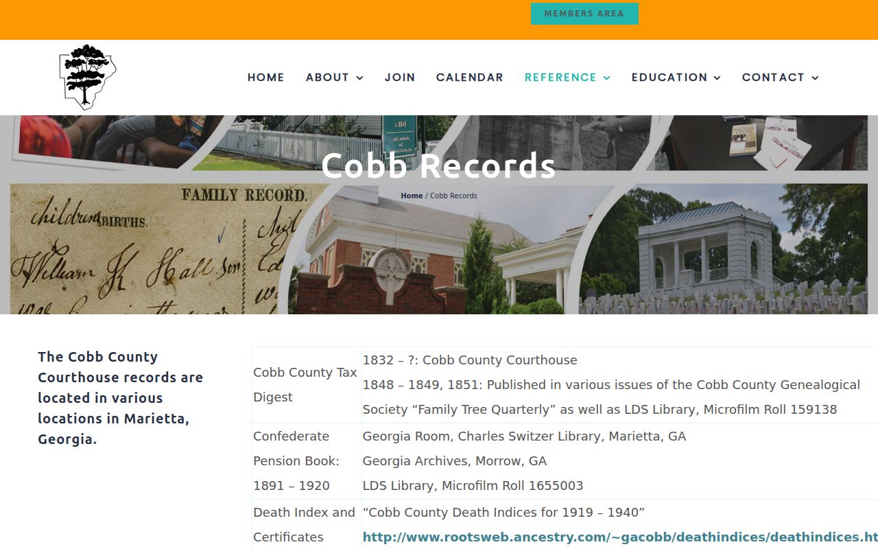 Smyrna previous residents Cobb genealogy records guide