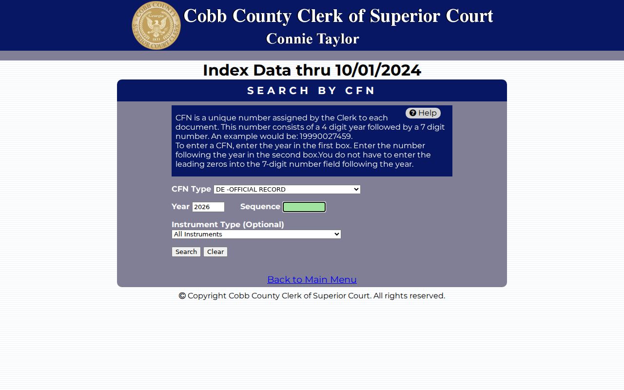 Cobb filing number search for Smyrna property documents